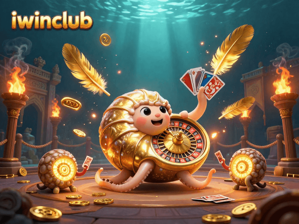 iwinclub's ancient nautilus character spins the roulette wheel, embracing the thrill of gaming.