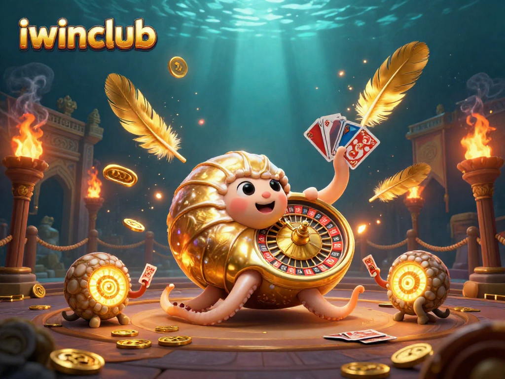 iwinclub's ancient nautilus character spins the roulette wheel, embracing the thrill of gaming.