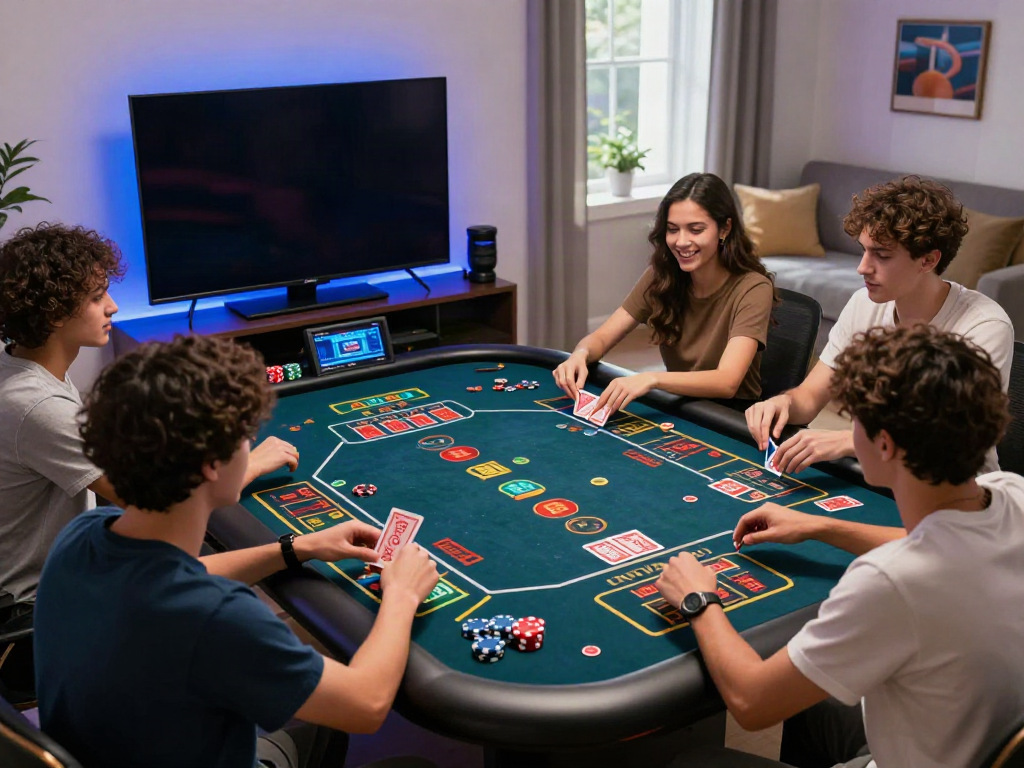 Engaged players at a virtual casino featuring ZBET betting games, showcasing excitement and interaction.