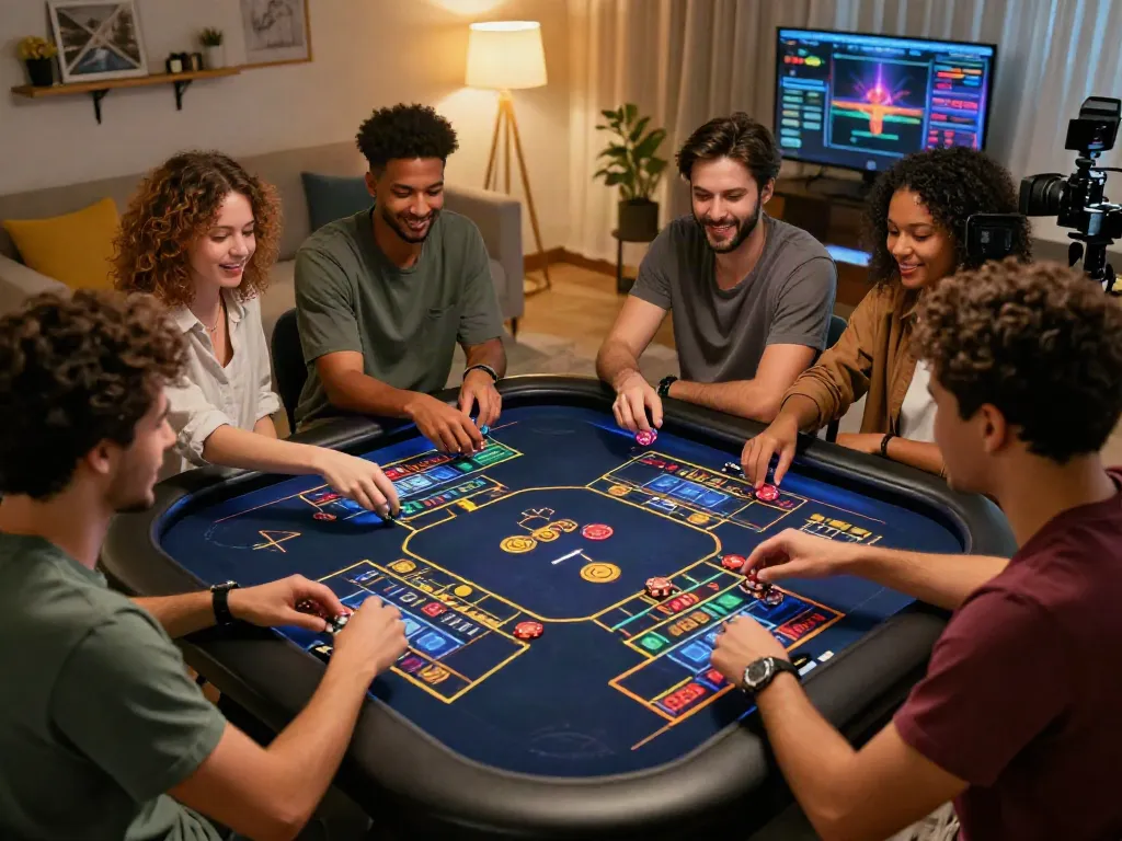 Group enjoying an online gamble at DA88, showcasing excitement and engagement.