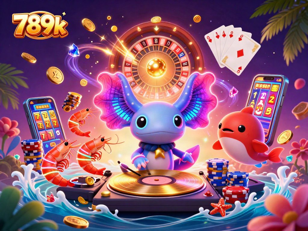 Experience the thrilling world of 789k casino with vibrant gaming elements depicted in a 3D illustration.