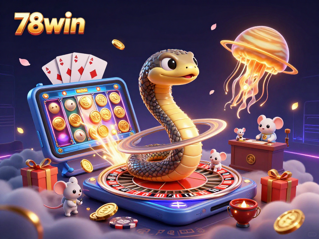 78win showcases a thrilling cosmic casino scene with astronauts betting on a roulette wheel.