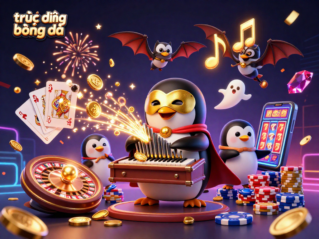 Enjoy high-quality trực tiếp bóng đá streaming with dynamic casino elements in this vibrant 3D scene.