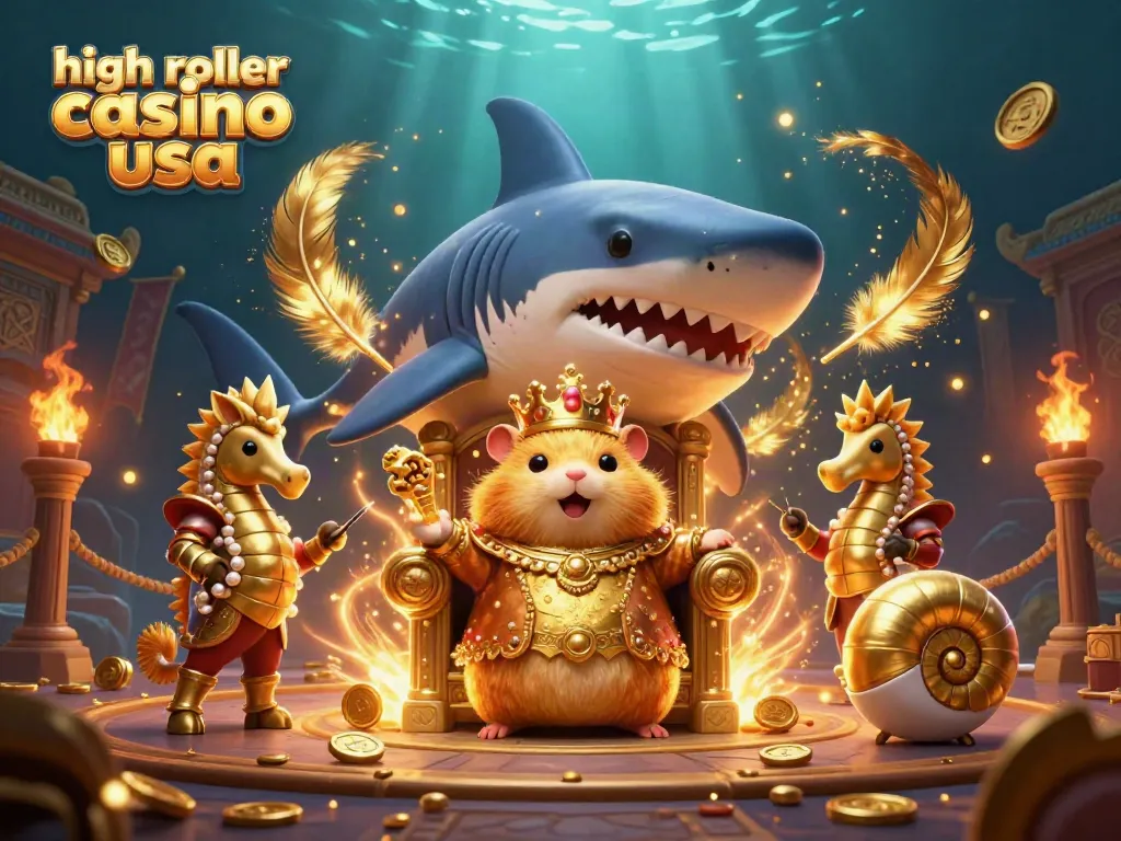 Engage with a vibrant scene at a high roller casino USA showcasing thrilling bets and royal characters.