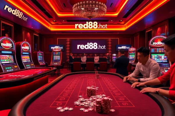 Experience the thrill of baccarat and slots at red88.hot with vibrant and sophisticated casino visuals.