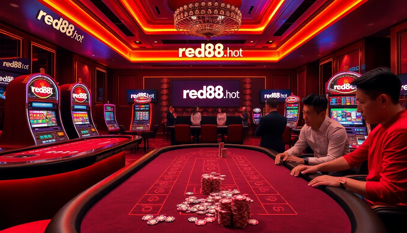 Experience the thrill of baccarat and slots at red88.hot with vibrant and sophisticated casino visuals.