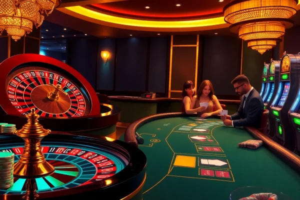 Gamblers strategizing at a luxurious poker table at https://gg88.black/, surrounded by a vibrant casino atmosphere.