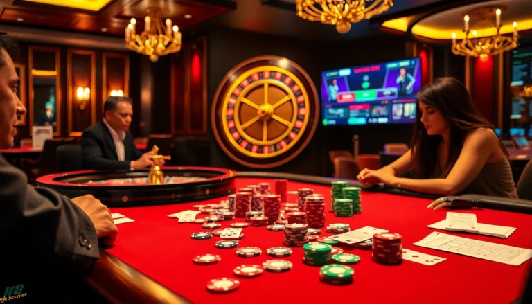 Players engage at a vibrant poker table at https://kong88.win, showcasing colorful chips and casino excitement.