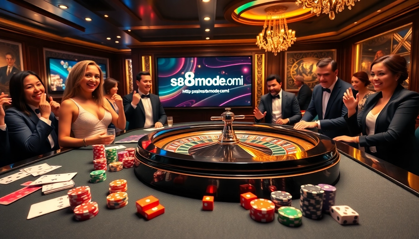 Experience thrilling gameplay at https://s8mode.com/ with luxurious casino elements including poker chips and dice.