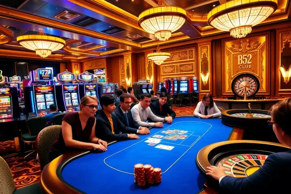 Experience the excitement of B52 Club's poker games with vibrant action at the table.