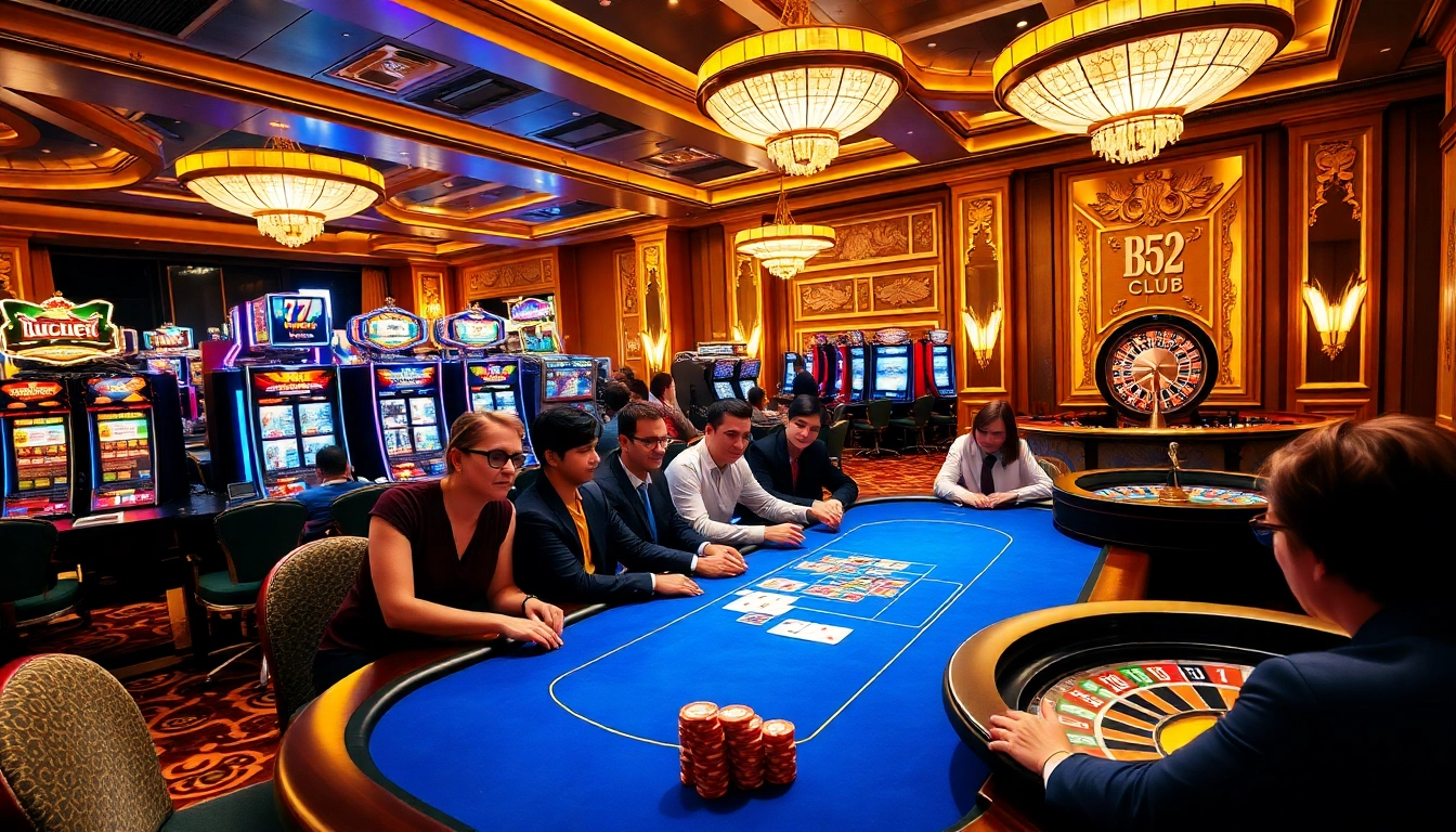 Experience the excitement of B52 Club's poker games with vibrant action at the table.