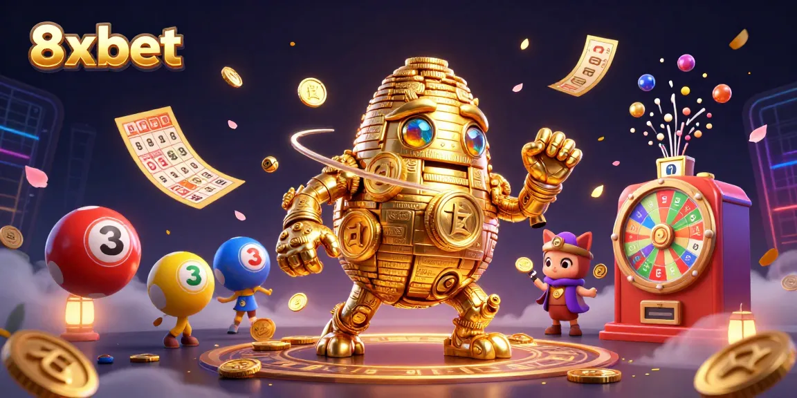 Enhance your luck with 8xbet in this vibrant, dynamic casino-themed illustration.