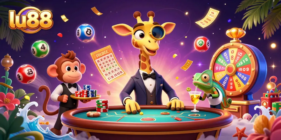 Experience thrilling gambling action with lu88 characters in a vibrant casino scene