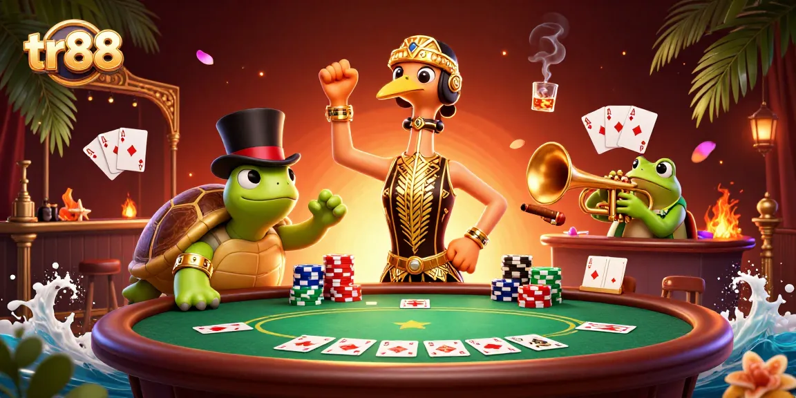 Experience winning strategies on tr88 with a vibrant casino scene featuring unique characters.