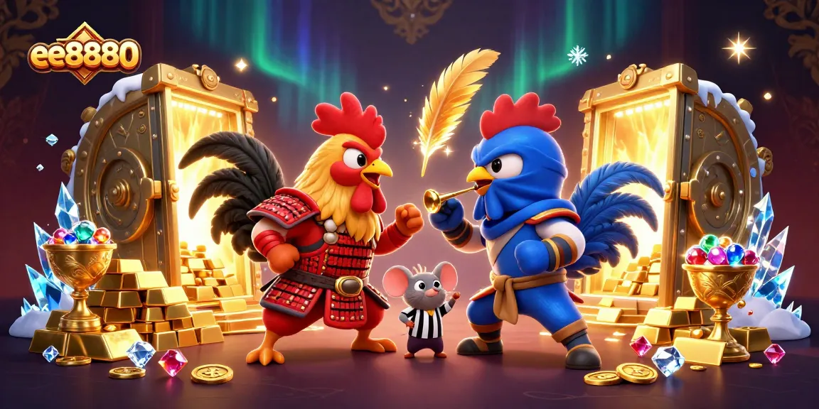 Engage with ee8880's thrilling fighting roosters in a dramatic casino-themed showdown.