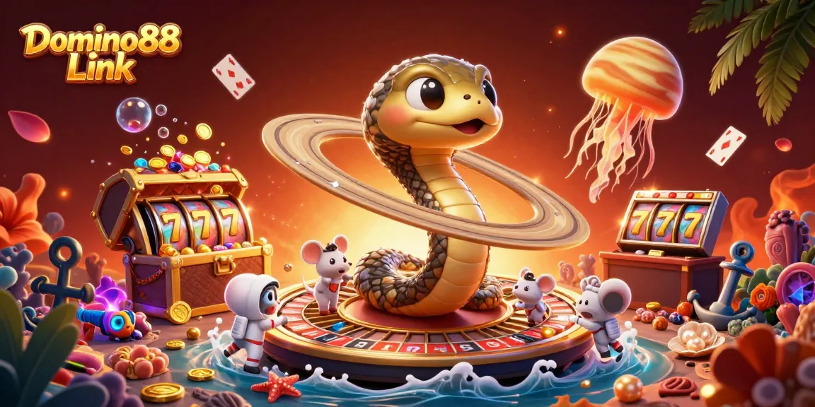 Experience thrilling gameplay at Domino88 Link with vibrant 3D casino elements and characters.
