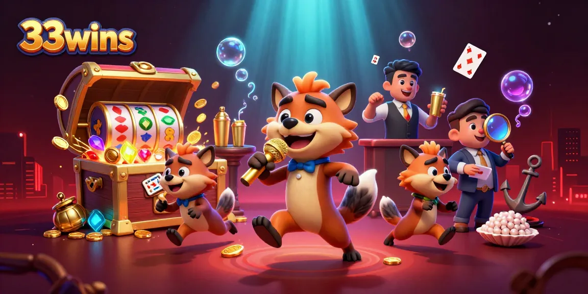 Experience the lively comedy at 33wins with hyenas delivering laughs amidst vibrant casino elements.