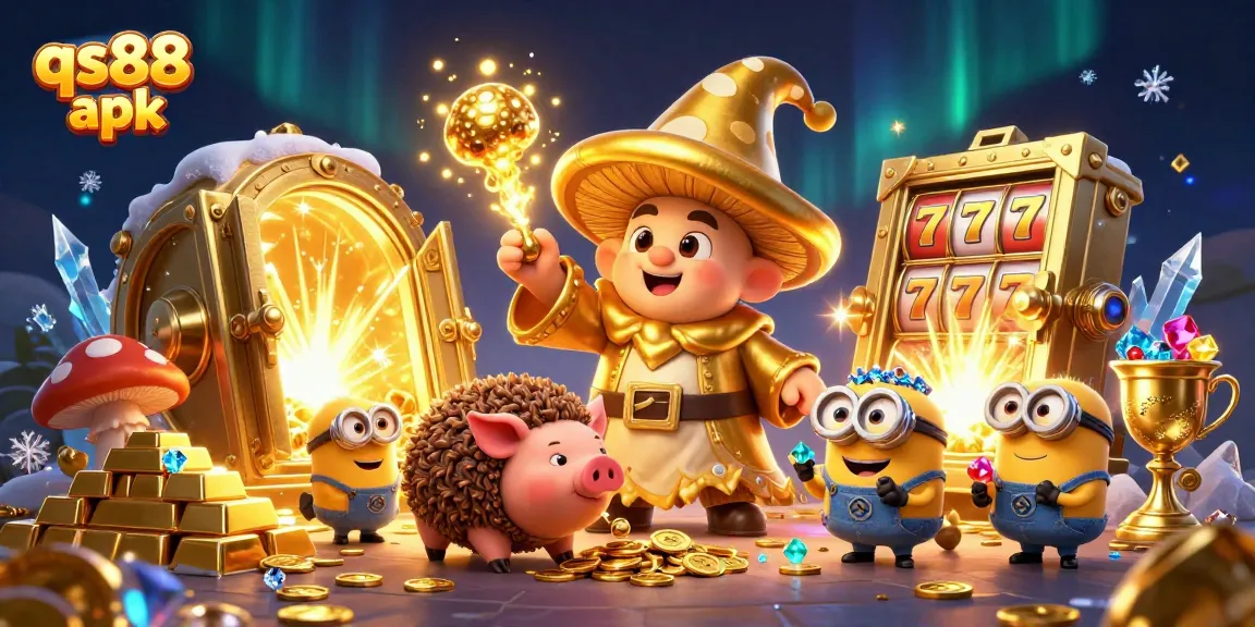 Experience the thrill of qs88 apk with our 3D casino wizard scene bursting with treasure