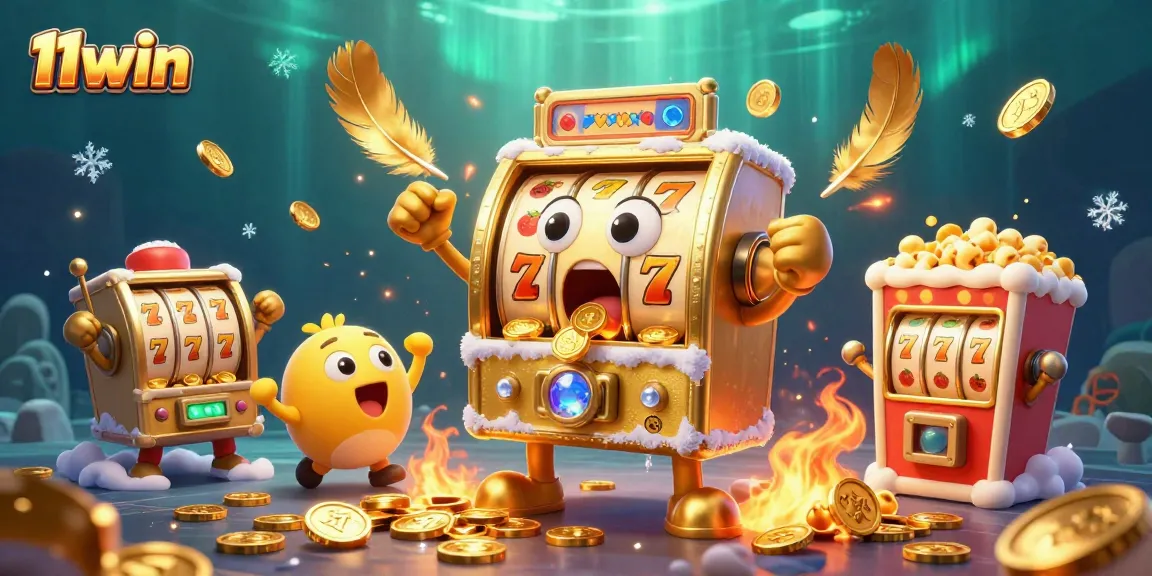 Experience the excitement of 11win as a golden slot machine celebrates a jackpot!