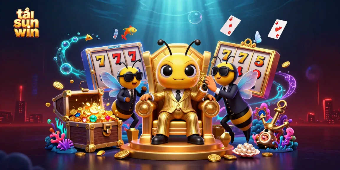 Join the action at tải sun win with a captivating 3D illustration of vibrant slot games and colorful gameplay elements.
