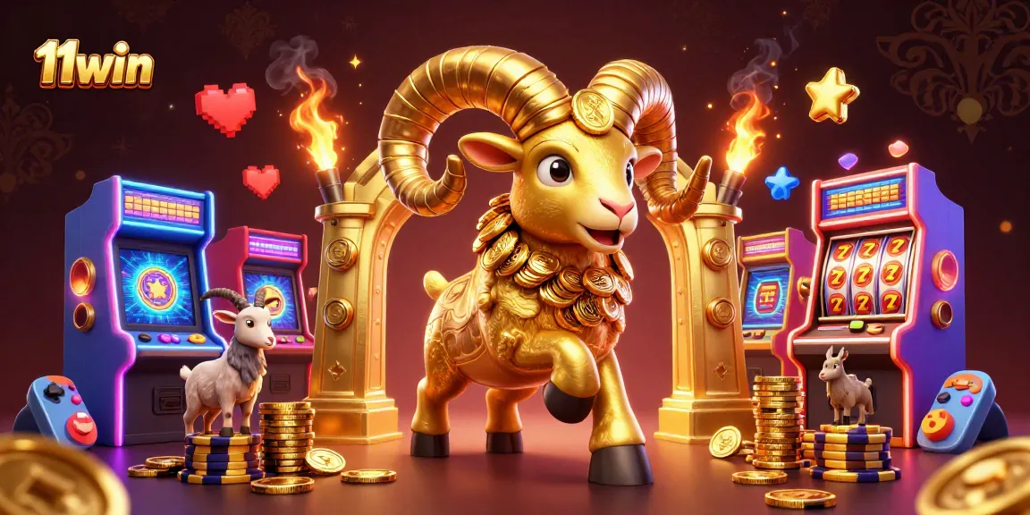 Experience thrilling gaming with 11win's vibrant casino illustration showcasing fun slot machines and golden excitement.