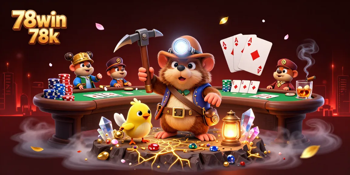 Engage with thrilling gameplay at 78win 78k while the mole discovers treasures in a vibrant casino scene.