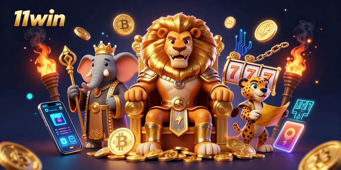 Engage with 11win in thrilling 3D action featuring vibrant casino elements and majestic characters.