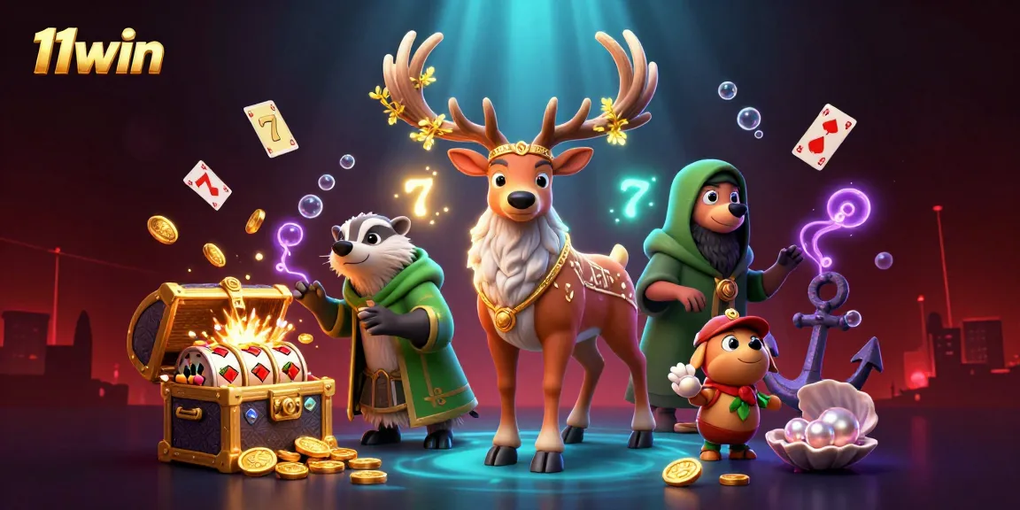 Experience thrilling gameplay with 11win, featuring a Celtic druid stag amidst vibrant casino elements.