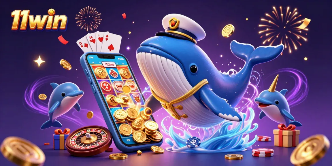 Experience thrilling wins at 11win while enjoying a vibrant casino scene with playful characters and dynamic game elements.