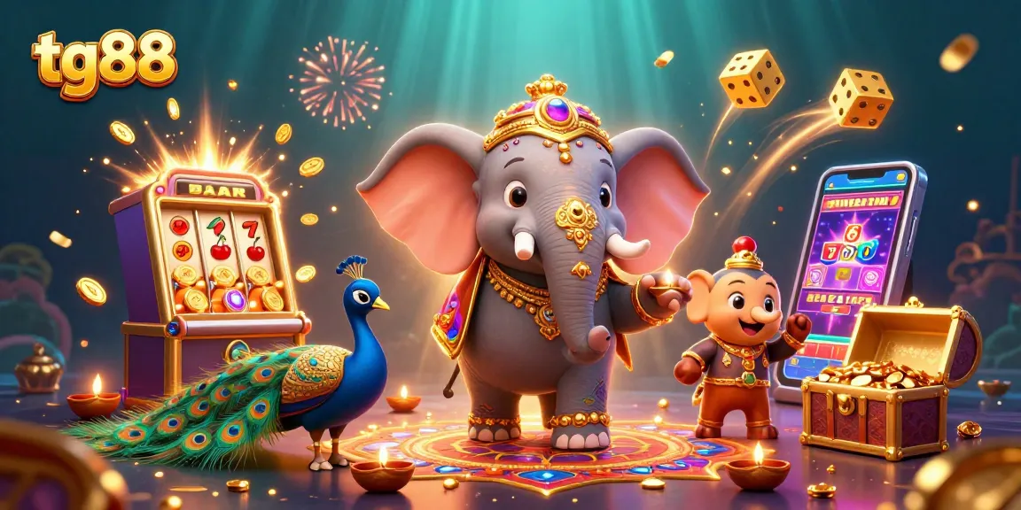 Experience the excitement of tg88 casino gaming with a vibrant jackpot scene featuring elephants and slot machines.