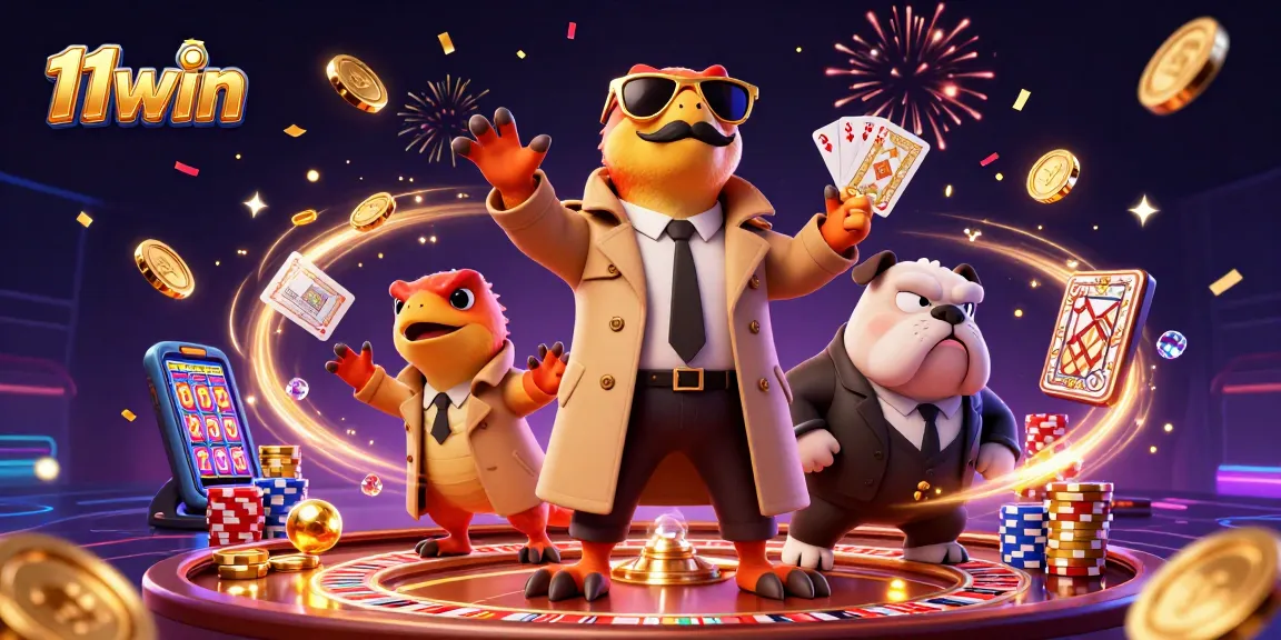 11win showcases 3D raptors attempting to enter a VIP lounge amidst casino excitement.