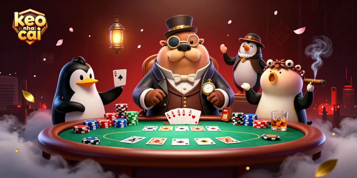 Experience excitement with keo nha cai in a vibrant underwater poker game featuring unique characters.